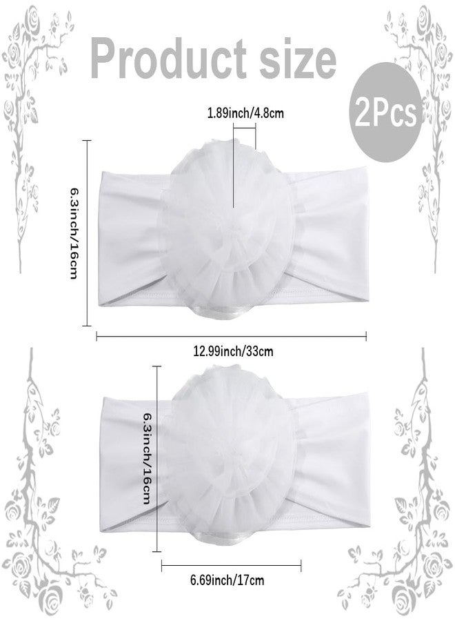 CABODYALS 2PCS White Chair Back Bows Elastic Sashes Stretch Flower Tie Design Chairs Floral Knots Polyester Cover Sash Decoration for Wedding Holiday Birthday Party Ceremony Events Hotel Supplies - Image 2